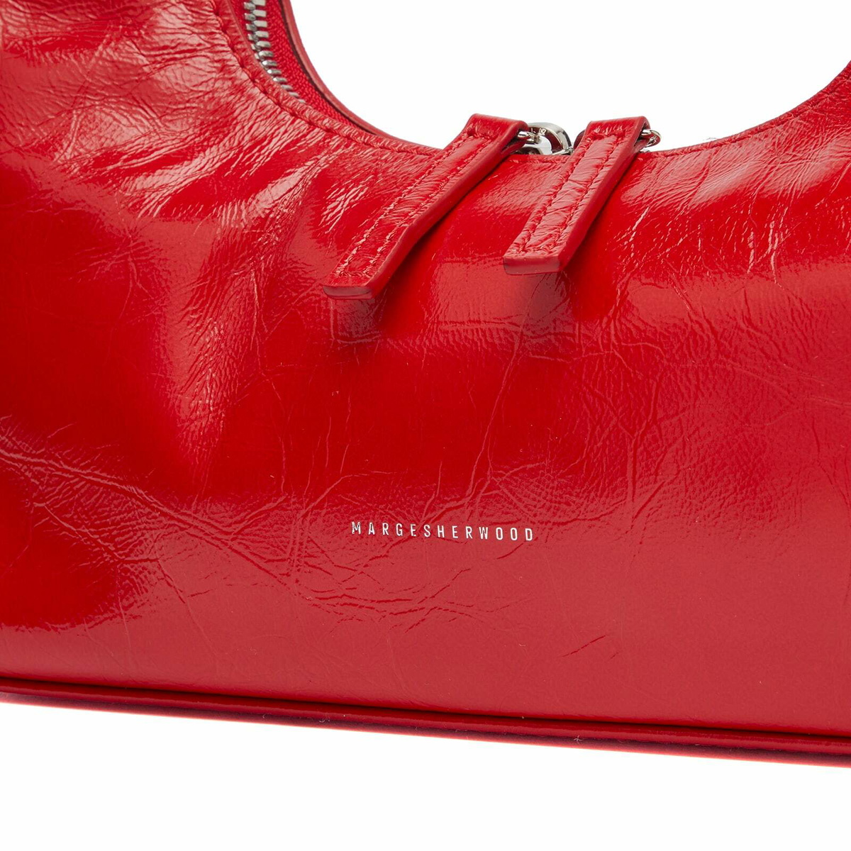 ☆MARGE SHERWOOD☆ ZIPPER SMALLapple red crinkle Marge Sherwood Red Zipper Small Bag In Apple Red Crinkle