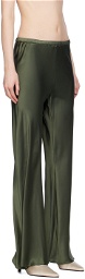 Silk Laundry Green Bias-Cut Lounge Pants