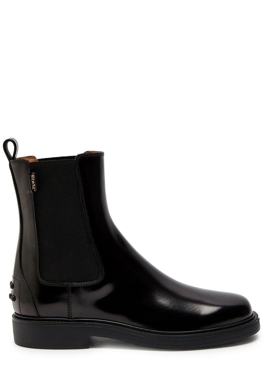 Tods Patent Leather Chelsea Boots Black