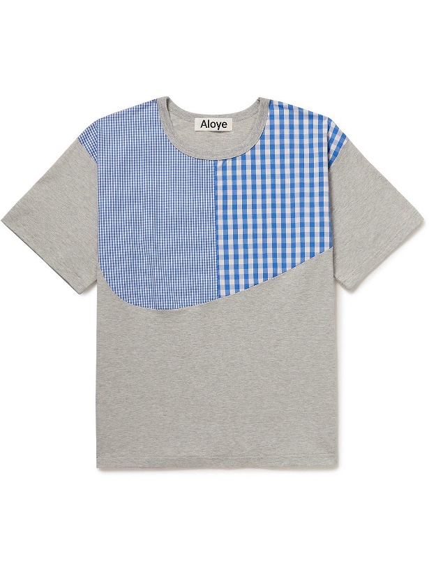 Photo: Aloye - Poplin-Panelled Cotton-Jersey T-Shirt - Gray