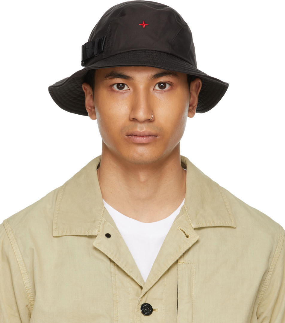 Check Cotton Bucket Hat in Stone