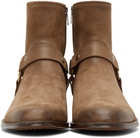 Saint Laurent Brown Waxed Suede Wyatt Boots