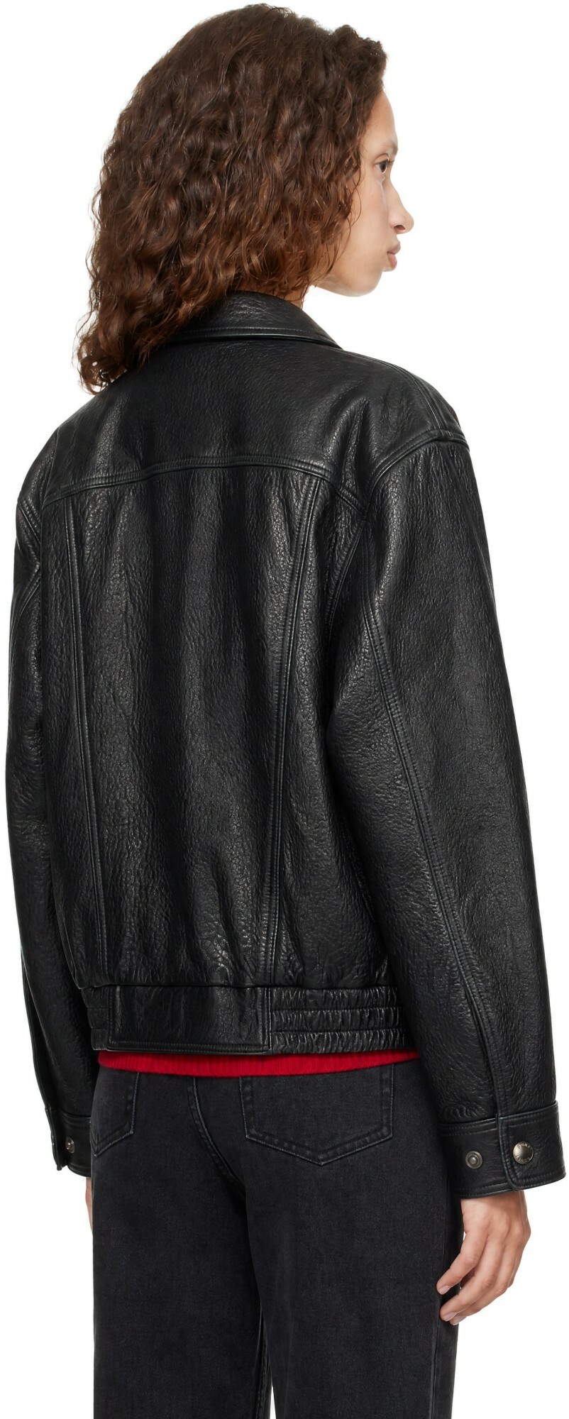 Dunst Black Oversized Vintage Blouson Leather Jacket