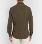 Incotex - Ween Slim-Fit Cutaway-Collar Cotton-Corduroy Shirt - Men - Army green