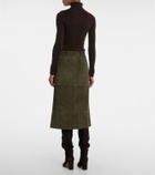 Veronica Beard Alexie belted suede midi skirt
