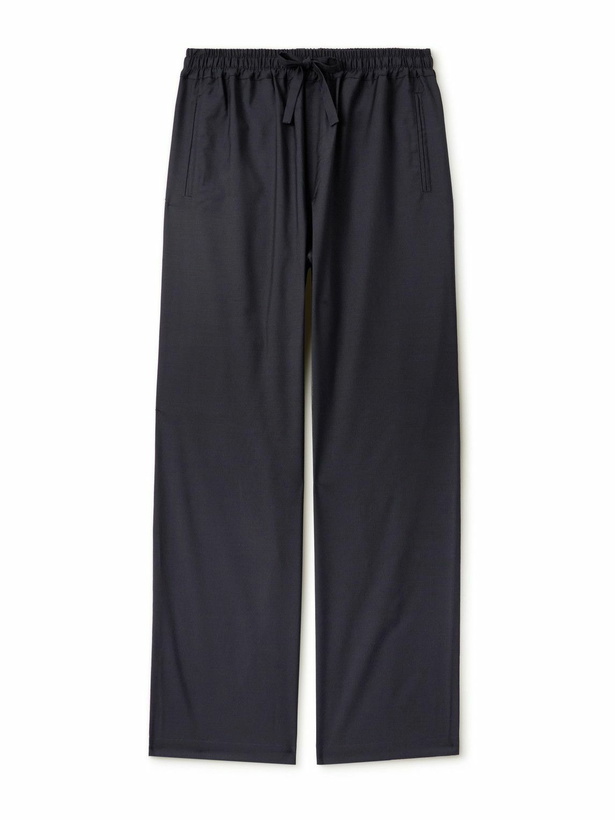 Photo: Saman Amel - Straight-Leg Wool DrawstringTrousers - Blue