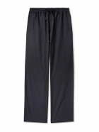 Saman Amel - Straight-Leg Wool DrawstringTrousers - Blue