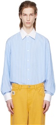 Bode Blue & White Striped Shirt