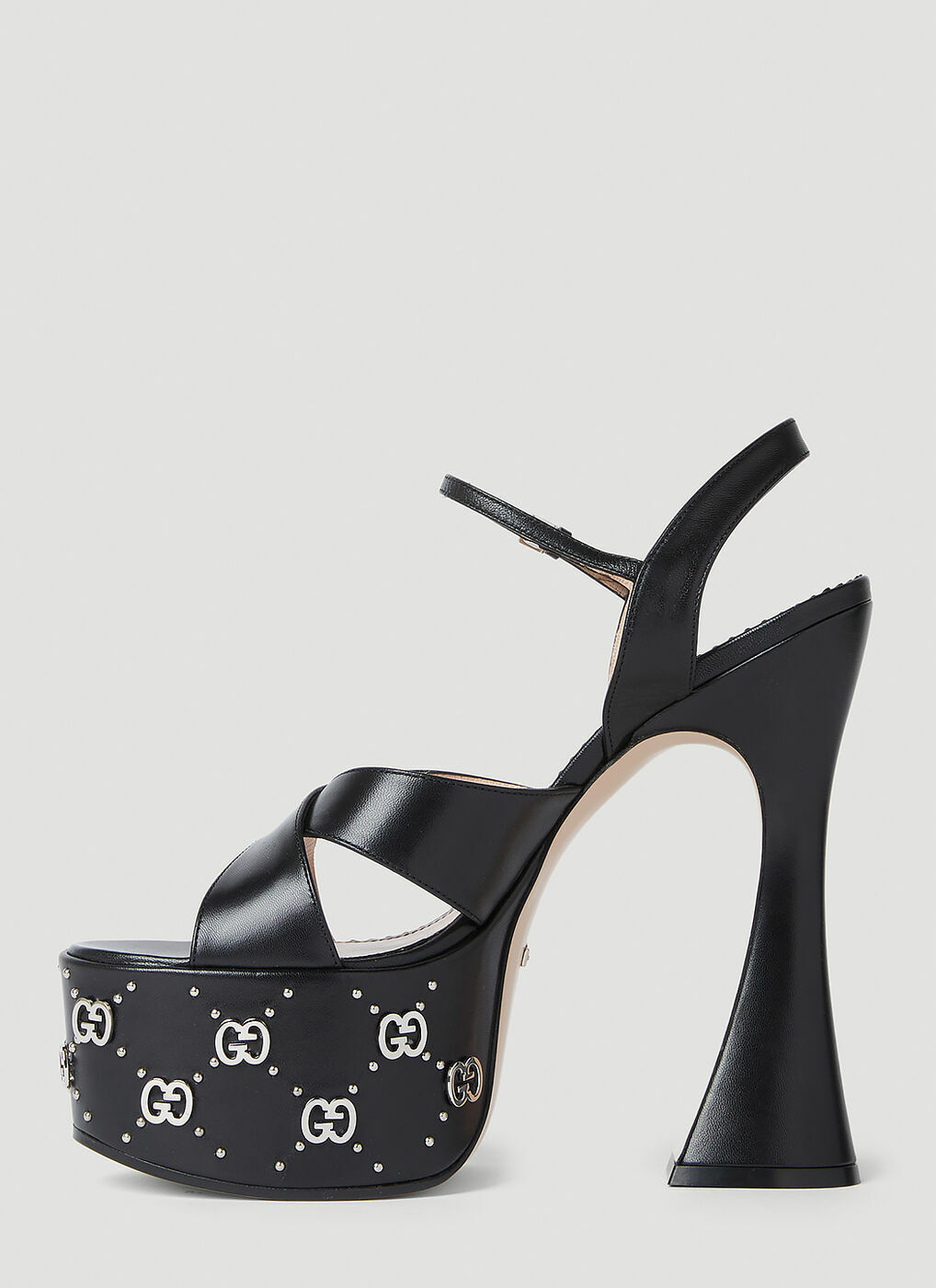 Gucci - Interlocking G Stud Platform Sandals in Black Gucci