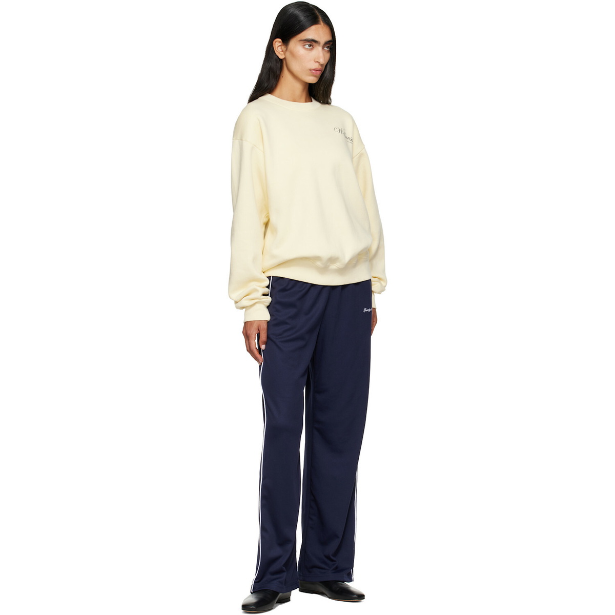 Sporty & Rich Off-White Avenue Crewneck Sweatshirt