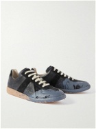 Maison Margiela - Replica Paint-Splattered Suede and Leather Sneakers - Black