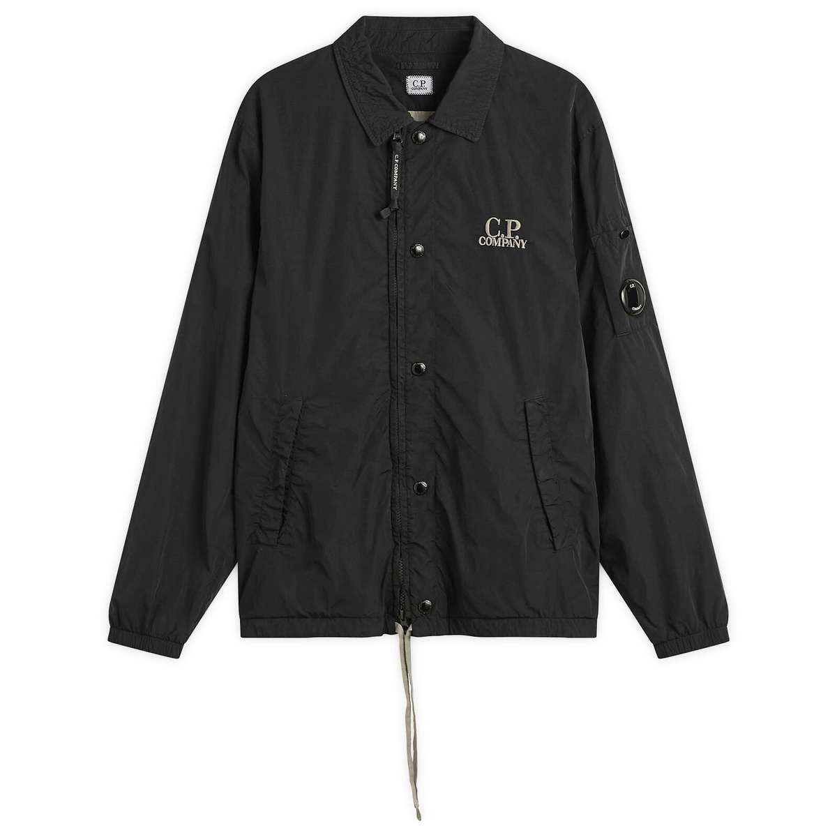 C.P. Company Men's Chrome-R Zipped Lens Logo Overshirt in Black