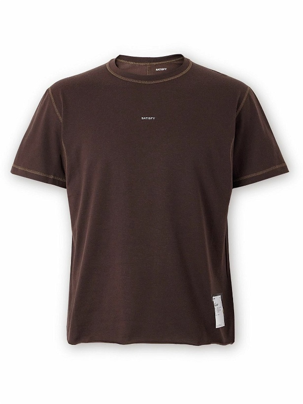 Photo: Satisfy - Logo-Print Softcell™ Cordura® Jersey T-Shirt - Brown