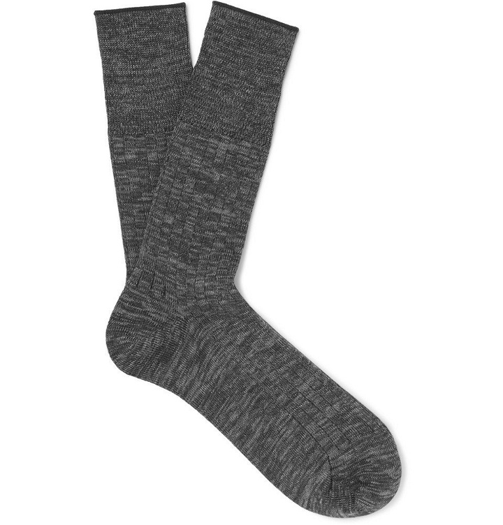 Photo: Mr P. - Mélange Cotton-Blend Socks - Men - Charcoal