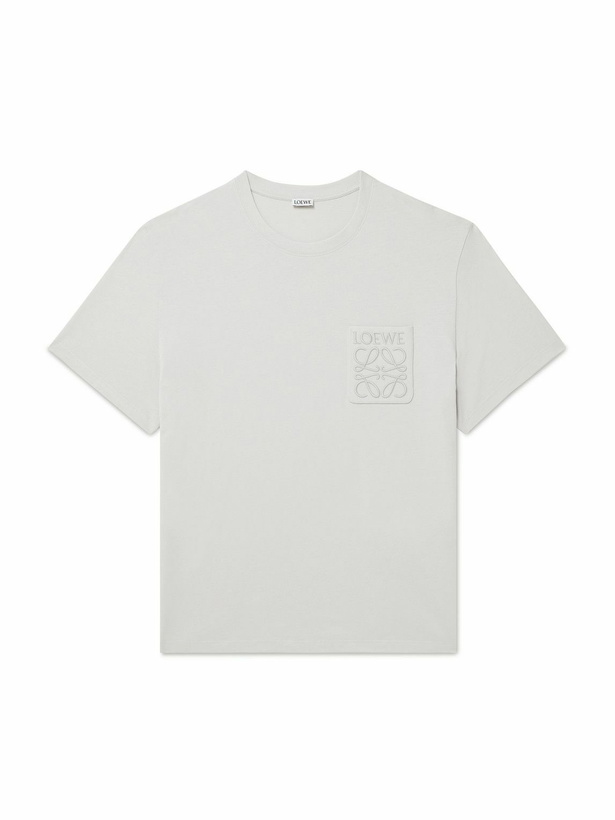 Photo: LOEWE - Logo-Embroidered Cotton-Jersey T-Shirt - Gray