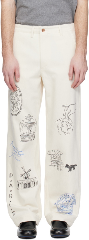 Photo: Maison Kitsuné Off-White KURO Edition Handwritten Postcard Denim Trousers