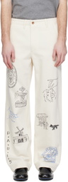 Maison Kitsuné Off-White KURO Edition Handwritten Postcard Denim Trousers