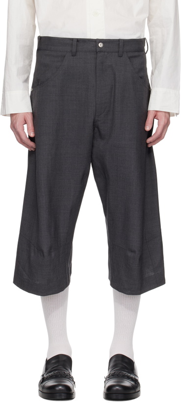 Photo: Omar Afridi Gray Knee Darted Flare Shorts