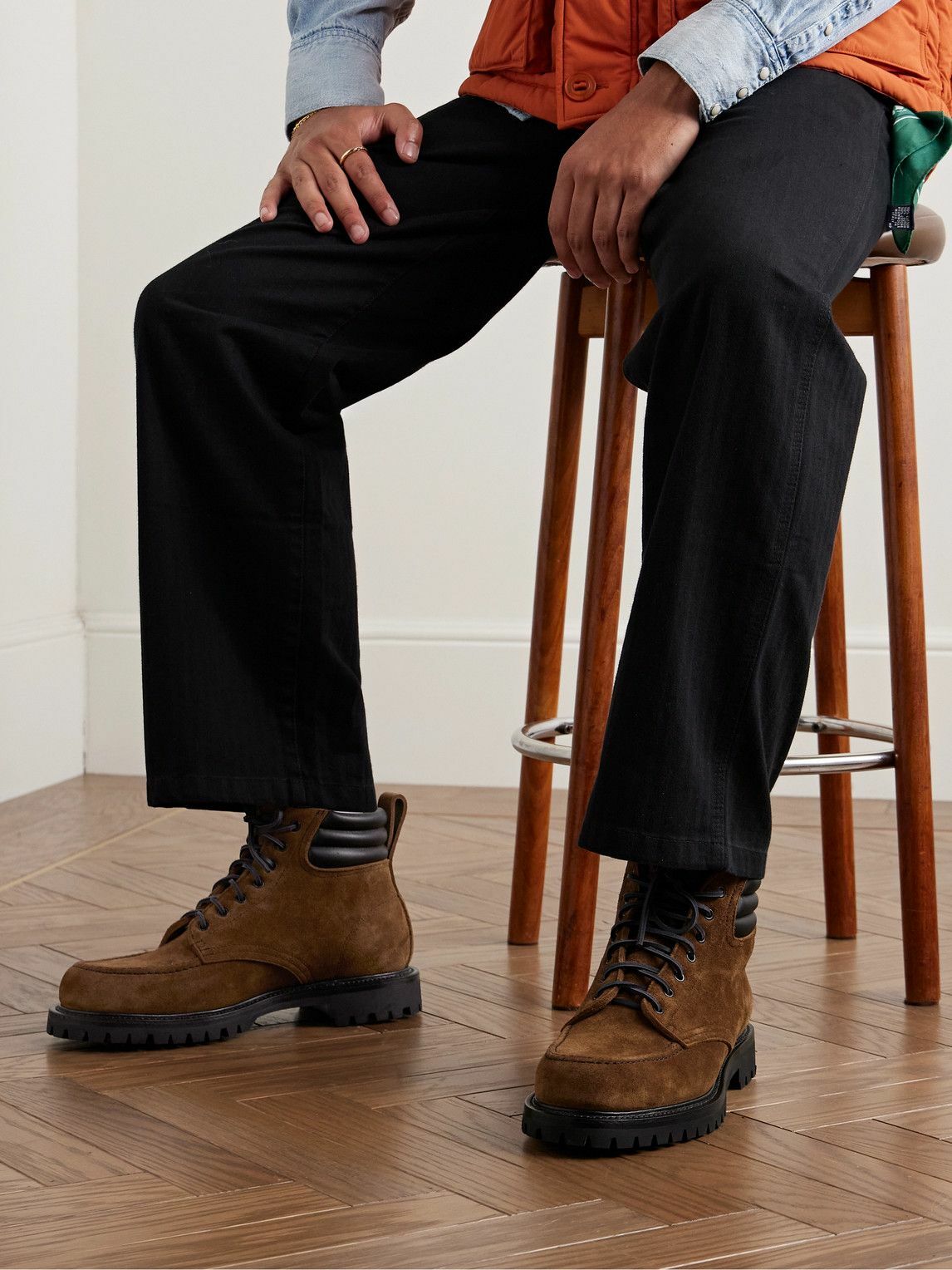 Yuketen - Salvia Padded Leather-Trimmed Suede Boots - Brown