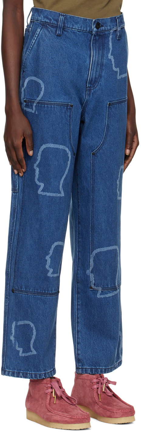Brain Dead Navy Double Knee Jeans