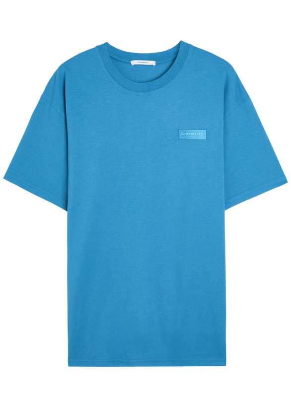Photo: Givenchy Logo-appliquéd Cotton T-shirt Blue