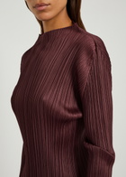 Pleats Please Issey Miyake Pleated Mock-neck Woven top Bordeaux