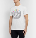 Versace - Slim-Fit Logo-Embroidered Printed Cotton-Jersey T-Shirt - White