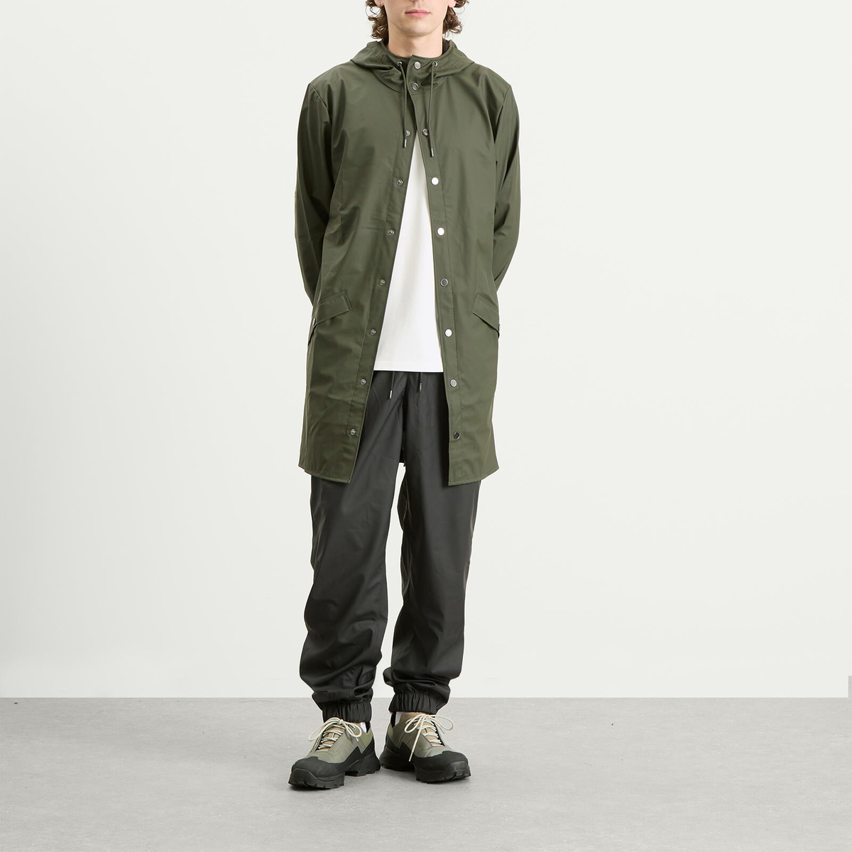 Rains Long Jacket in Green
