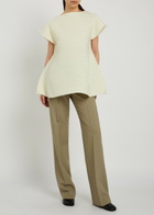 Issey Miyake Ribbed-knit Peplum Mini Dress Off White