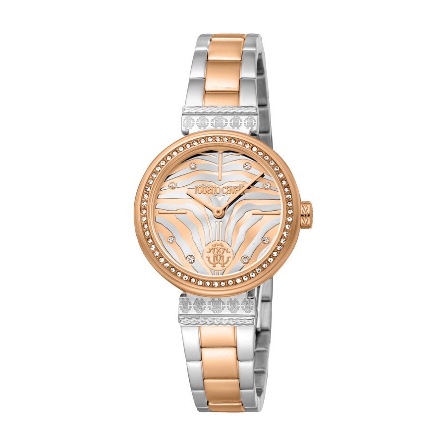 Roberto Cavalli Logo Rose Gold-tone Dial Ladies Watch RC5L080M0065