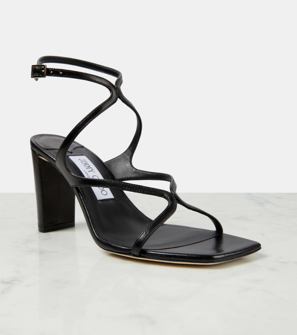 Jimmy Choo Black Patent Lance Strappy Sandals Size 37.5 Jimmy Choo | TLC