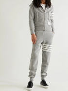 Thom Browne - Striped Loopback Cotton-Jersey Zip-Up Hoodie - Gray
