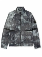 Stone Island - Mesh-Trimmed Logo-Appliquéd Camouflage-Print Shell Bomber Jacket - Gray