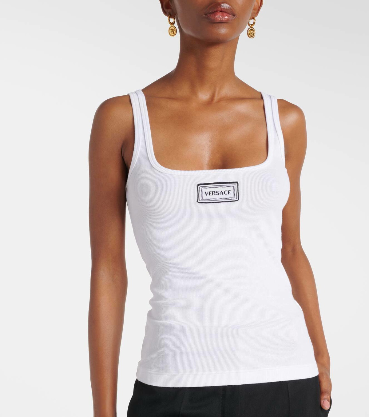 Versace Logo embroidered tank top