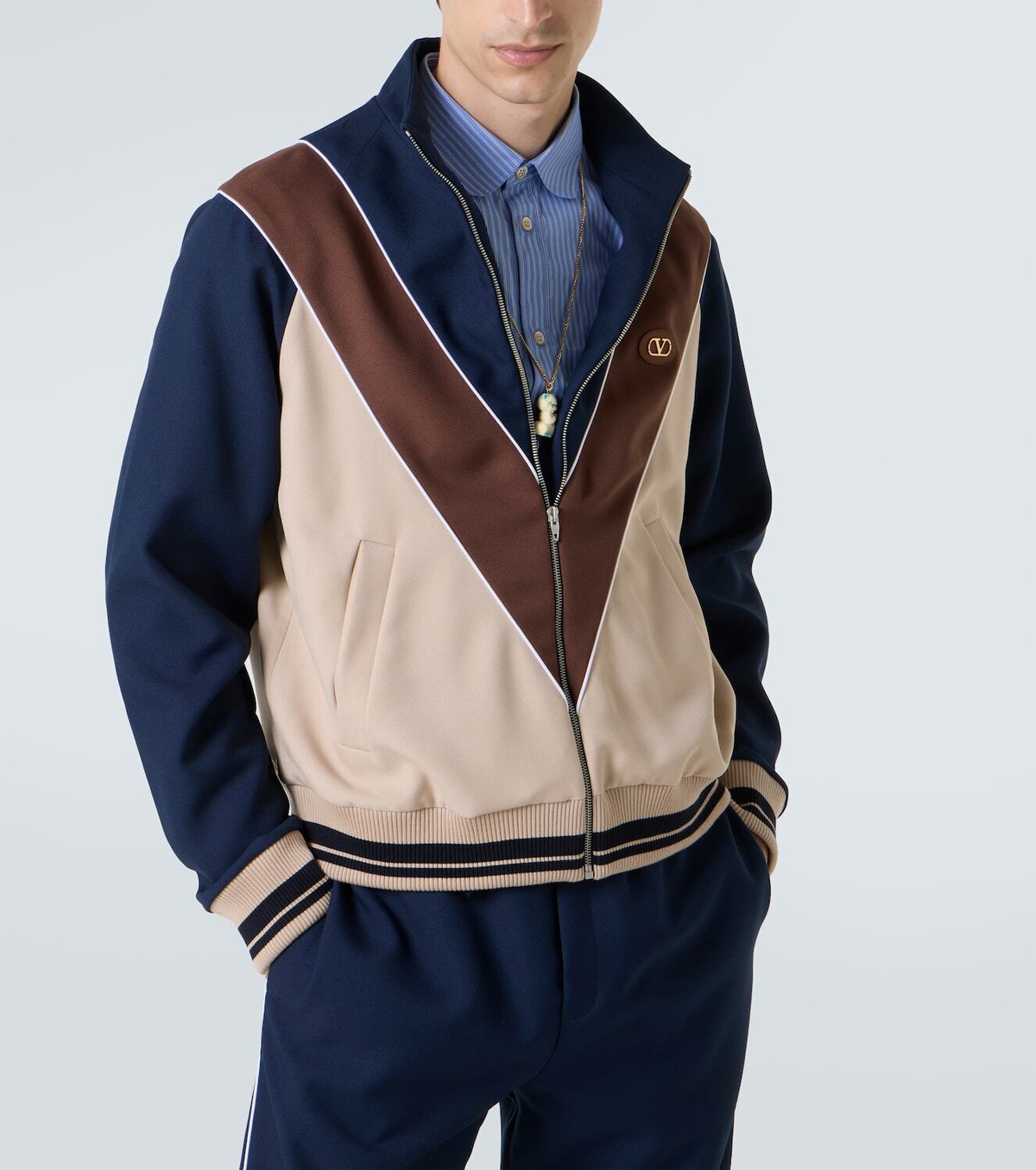 Valentino Colorblocked logo zip-up sweatshirt
