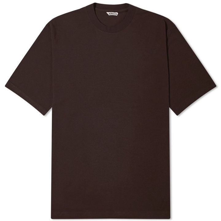 Photo: Auralee Men's Super Soft Wool Jersey T-Shirt in Dark Brown