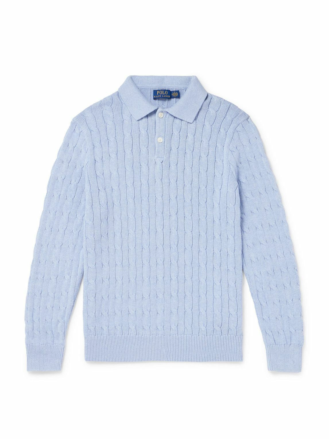 Polo Ralph Lauren - Cable-Knit Cashmere Polo Shirt - Blue