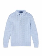 Polo Ralph Lauren - Cable-Knit Cashmere Polo Shirt - Blue