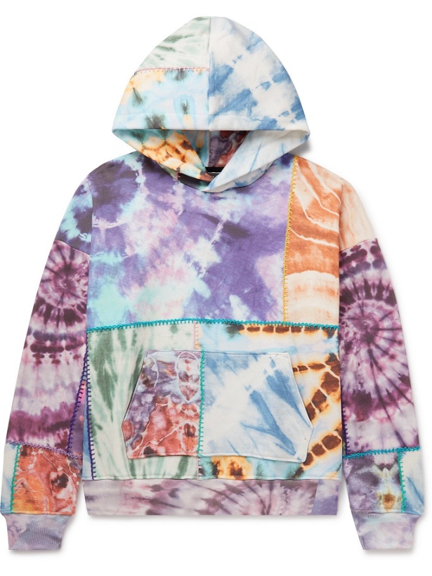 Photo: AMIRI - Patchwork Tie-Dyed Loopback Cotton-Jersey Hoodie - Multi