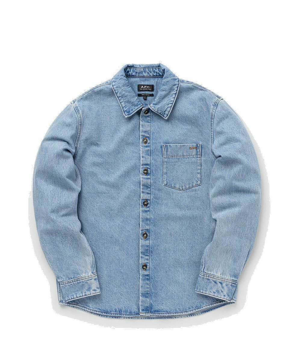 Photo: A.P.C. Surchemise Vittorio Brodee Poitrine Blue - Mens - Longsleeves