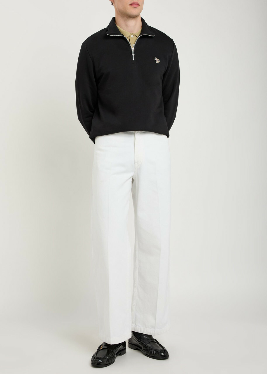 PS Paul Smith Appliquéd Half-zip Cotton Sweatshirt Black