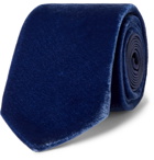 LANVIN - 7cm Silk and Velvet Tie - Blue