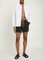 Rhude Classic Logo-embroidered Nylon Swim Shorts Black And White