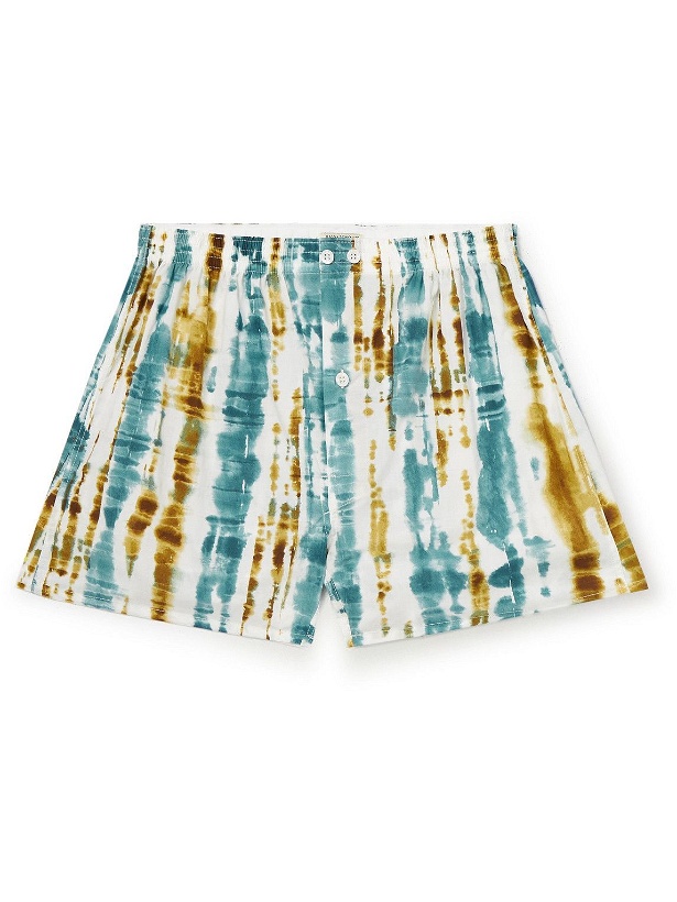 Photo: Anonymous ism - Tie-Dyed Cotton Boxer Shorts - Green