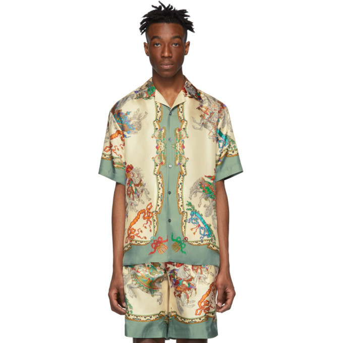 Photo: Gucci Off-White Silk Jousting Bowling Shirt