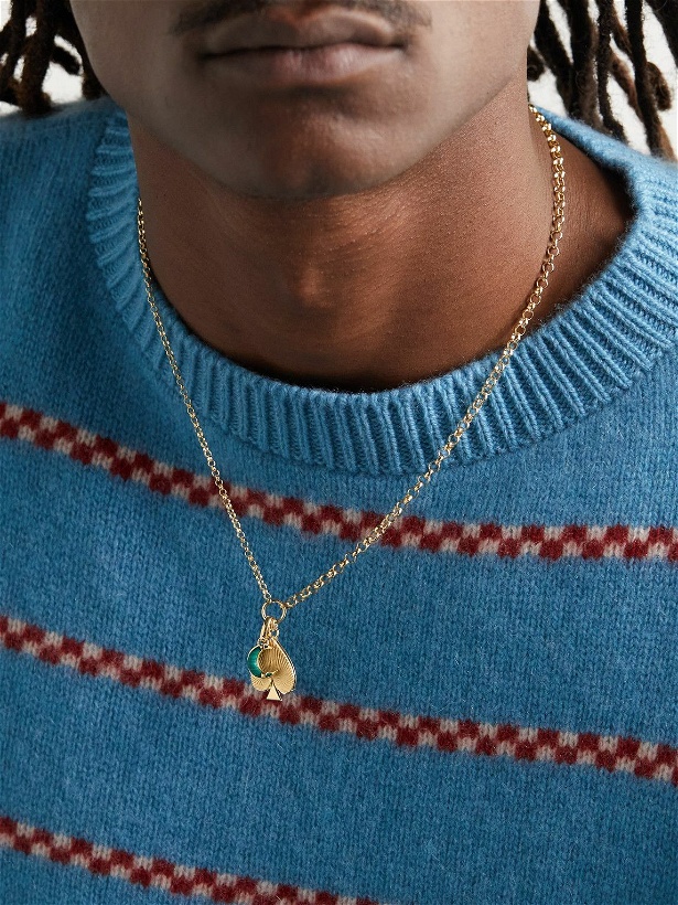 Photo: Foundrae - Spade Crescent Gold, Malachite and Diamond Pendant Necklace