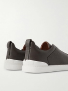 Zegna - Triple Stitch™ Full-Grain Leather Slip-On Sneakers - Brown