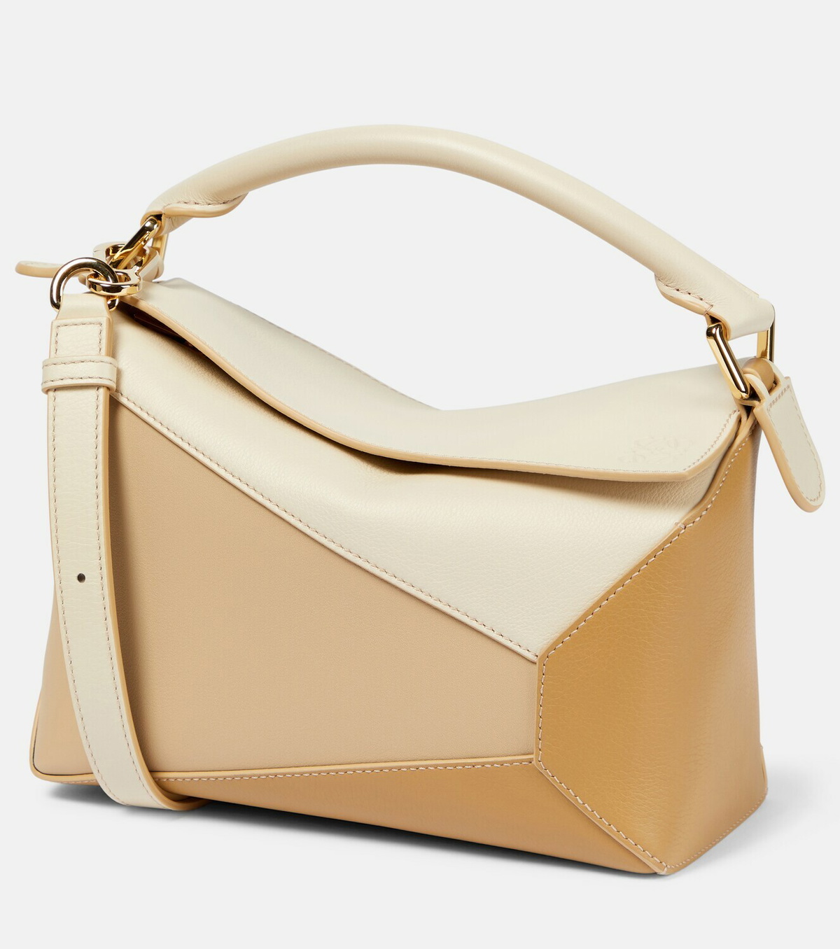 【LOEWE】Puzzle Small leather shoulder bag レザー コットン Loewe - Small Puzzle Angora & Dusty Beige Bag | Mitchell Stores