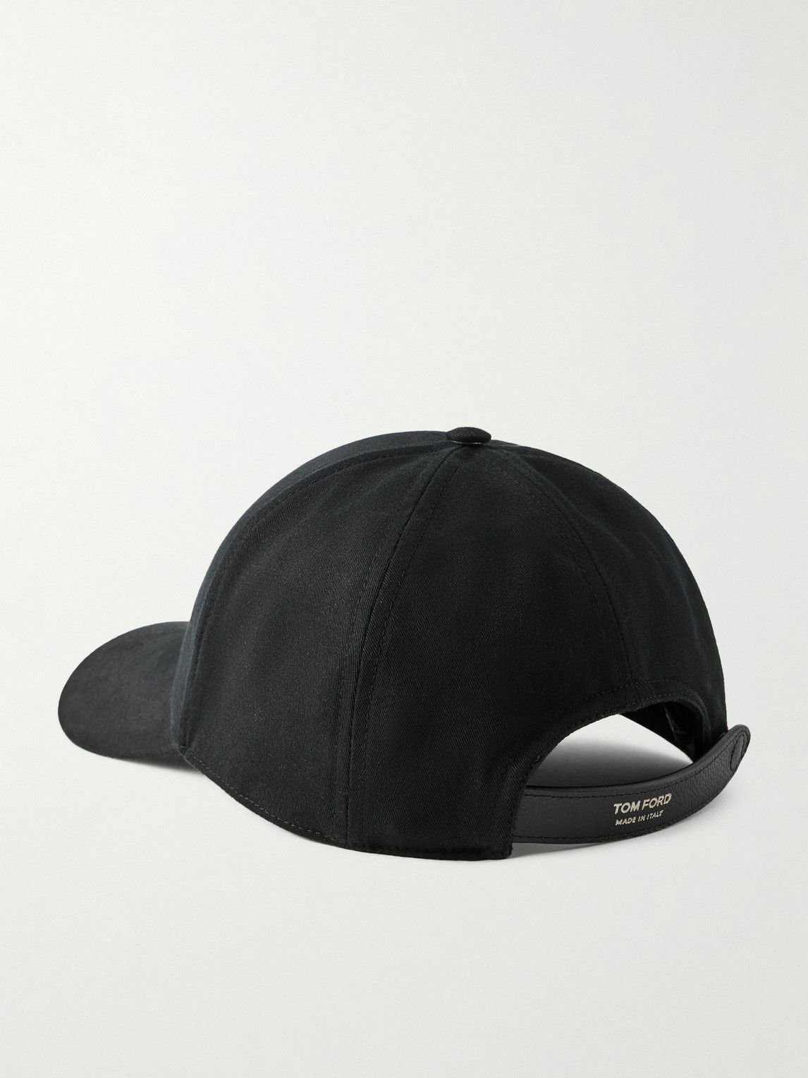 TOM FORD - Leather-Trimmed Logo-Embroidered Cotton-Twill Baseball Cap - Black