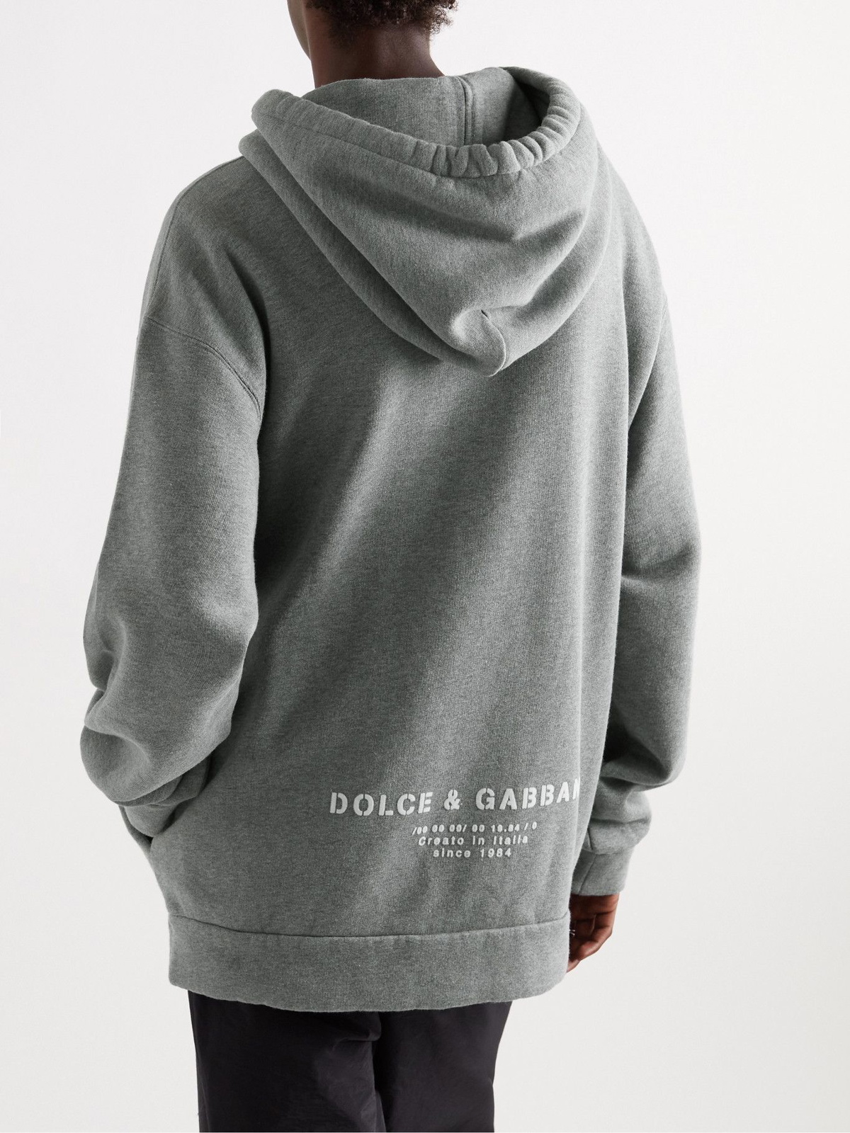 Dolce & Gabbana - Oversized Logo-Print Cotton-Blend Jersey Hoodie - White  Dolce & Gabbana